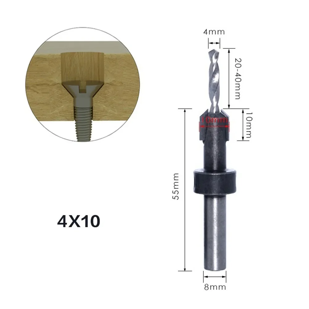 Foro svasatore punta da trapano contatore strumento lavorazione del legno 8mm gambo svasatore trapano trapano gambo tondo autofilettante