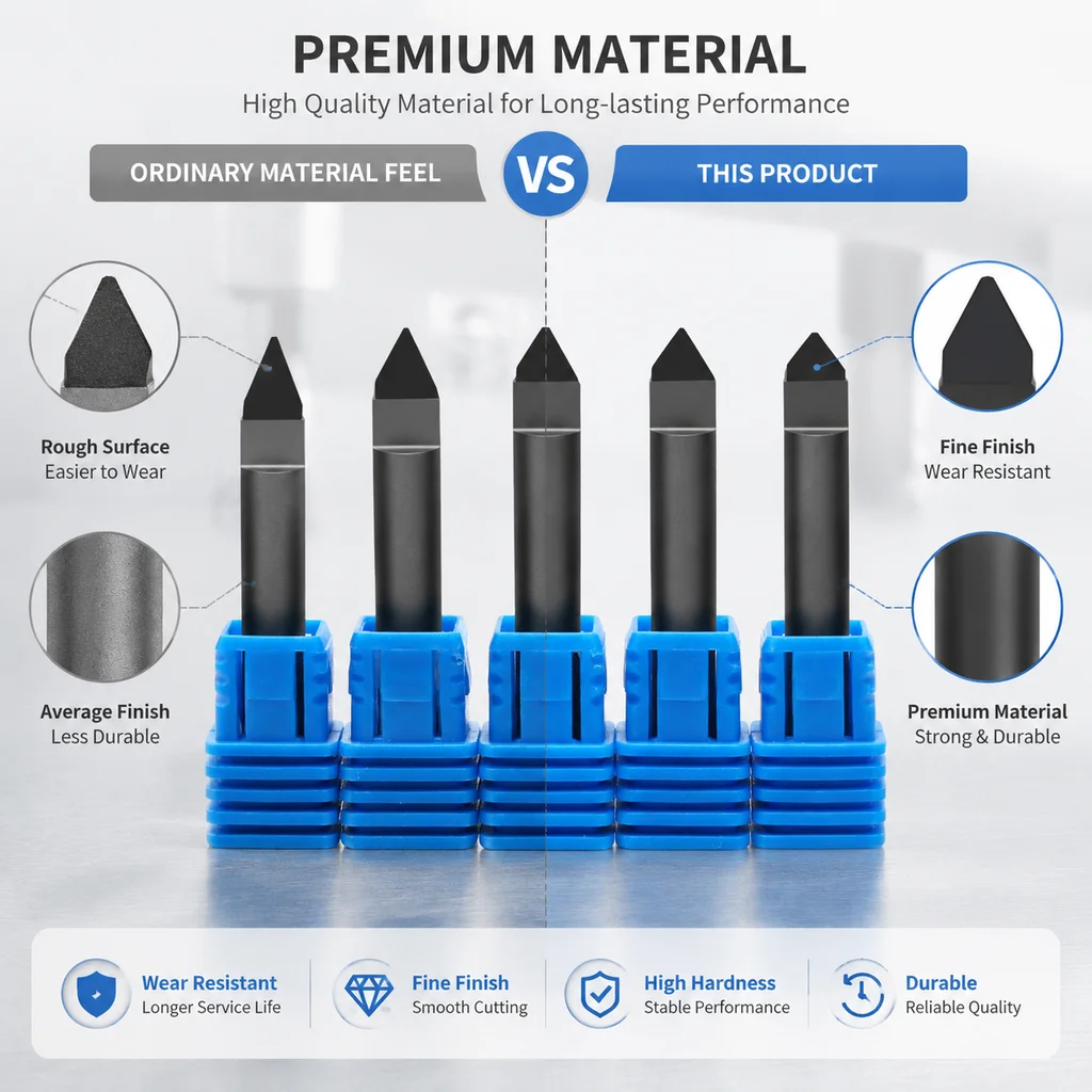 22.5-60 Angle V-Shaped PCD Diamond Engraving Cutter Stone Milling Bits CNC Router Endmill Marble Granite Carving Tools Set Sale