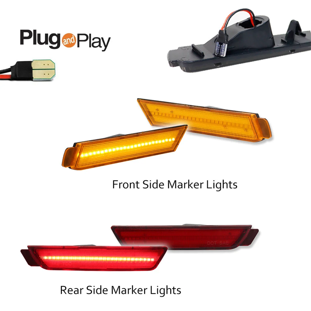 Amber / Red / White LED Front / Rear Bumper Side Marker Turn Signal Lights For Chevrolet Camaro 2010 2011 2012 2013 2014 2015