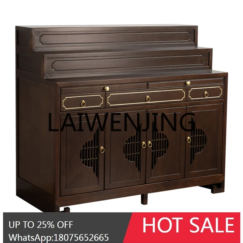 RWJ Solid Wood Bodhisattva Guan Gong Fairy Home with Cabinet Tibetan Three-Layer Modern Light Luxury Buddha Table