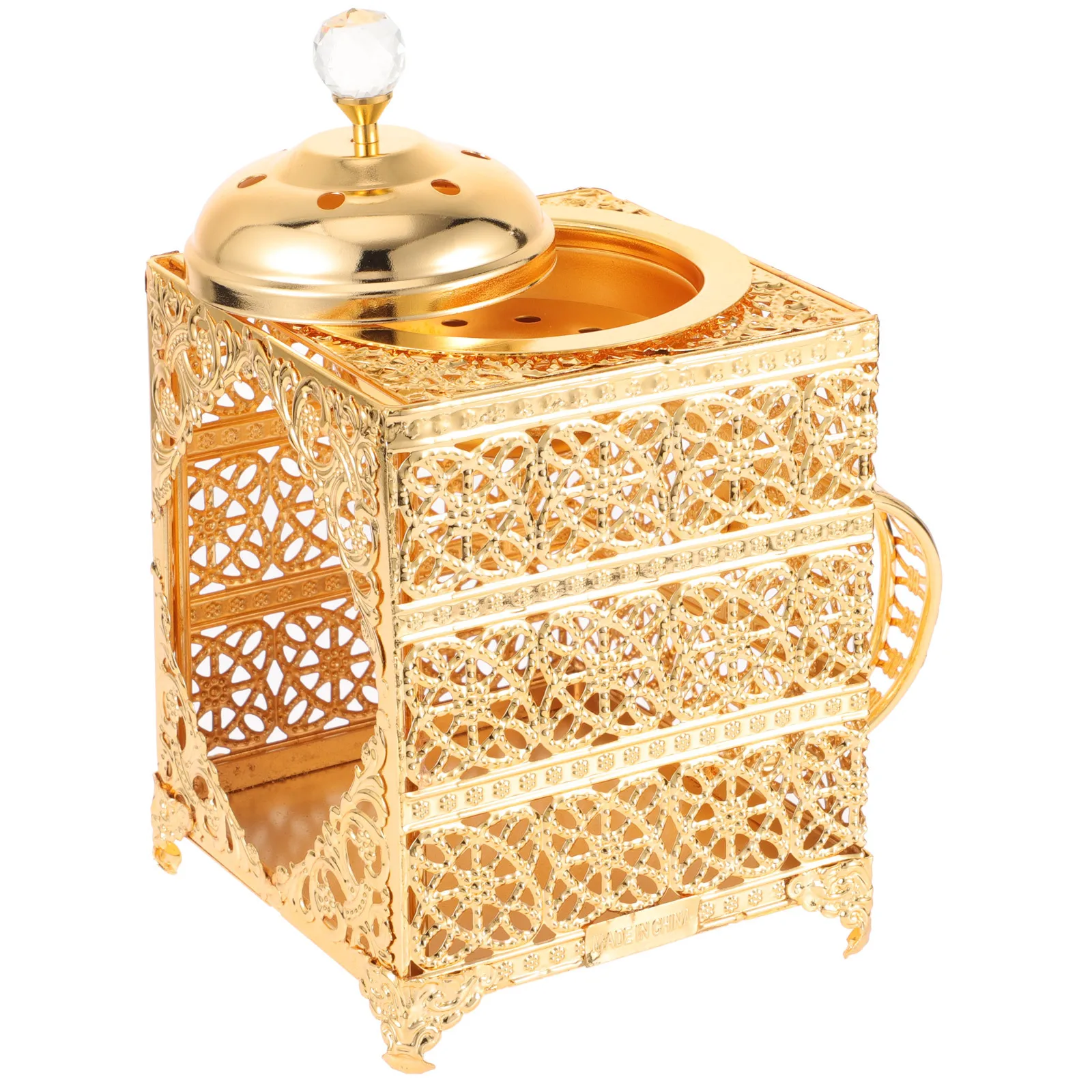 

Golden Incense Burner Alloy Desktop Censer European Design For Home Office Yoga Meditation Decor Aromatherapy Ornament