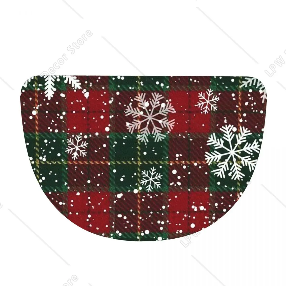 Merry Christmas & Happy Holidays! Soft Flannel Half Round Doormat Non Slip Bathroom Mat Absorbent Floor Carpet for Laundry Room