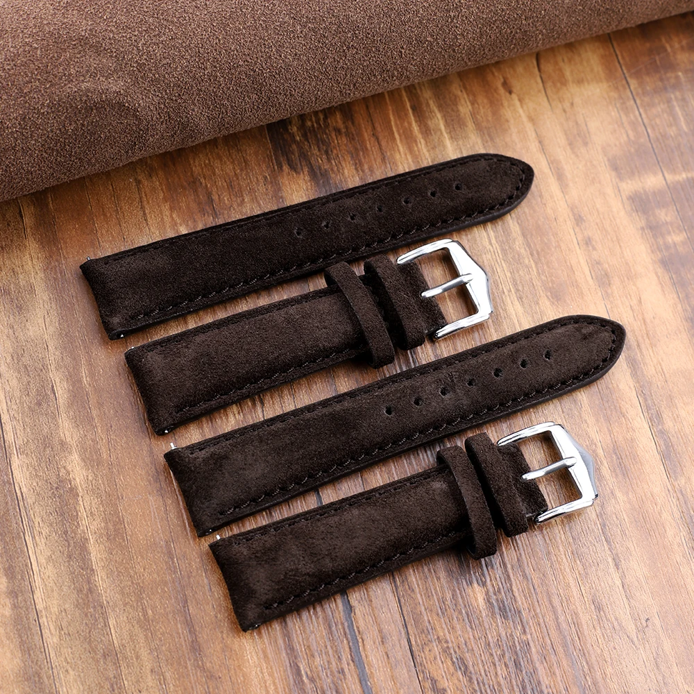 Vintage Suede Leather Watch Band 16mm 18mm 19mm 20mm 22mm Coffee  Watch Strap Replacement Wristband for Men Women Watchband