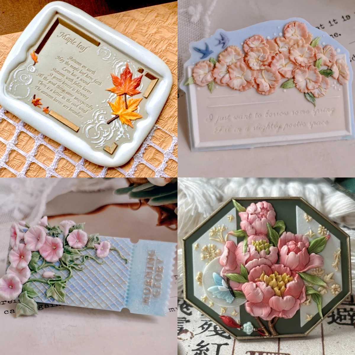 Fire Lacquer Seal Header Multi-Layer Precision Carved Teddy Bear Rose Shaped Relief Painting Series Diy Stamp Copper Header