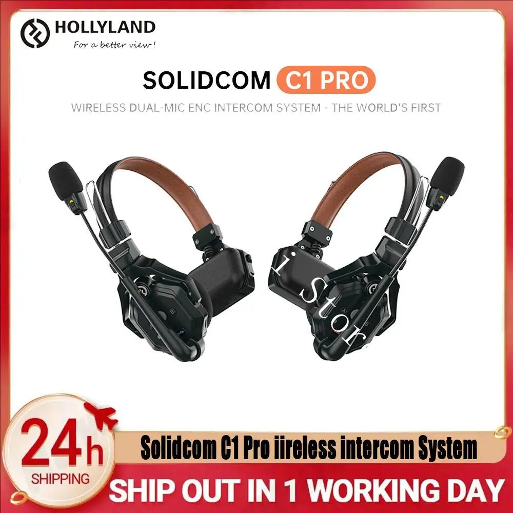 Hollyland Solidcom C1 Pro 2/3/4/6/8S Headsets for Outdoor Full Duplex Intercom System Dual-Mic ENC 1100 Ft Anti-Interference