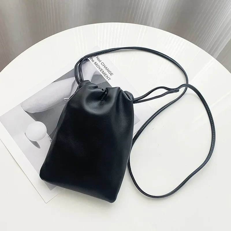 Fashion Candy Color Little Lucky Bag Lady Bucket Bag Mini Shoulder Bags for Women 2023 Designer Small Drawstring Bag Bolso Mujer