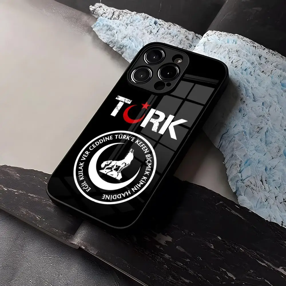 Turk Wolf Turkey Flag Phone Case For iPhone 15 13 14 16 12 11 Pro XS Max Plus Mini X XR SE2020 Tempered Glass Coque