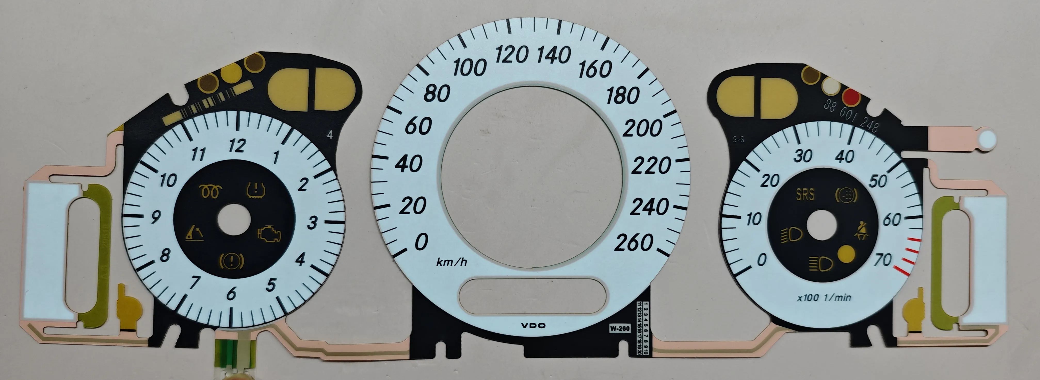 White Gauge Face With EL Cold Light Panel For Mercedes Benz W211 Baclight Repair 260KMH Petrol 7000RPM