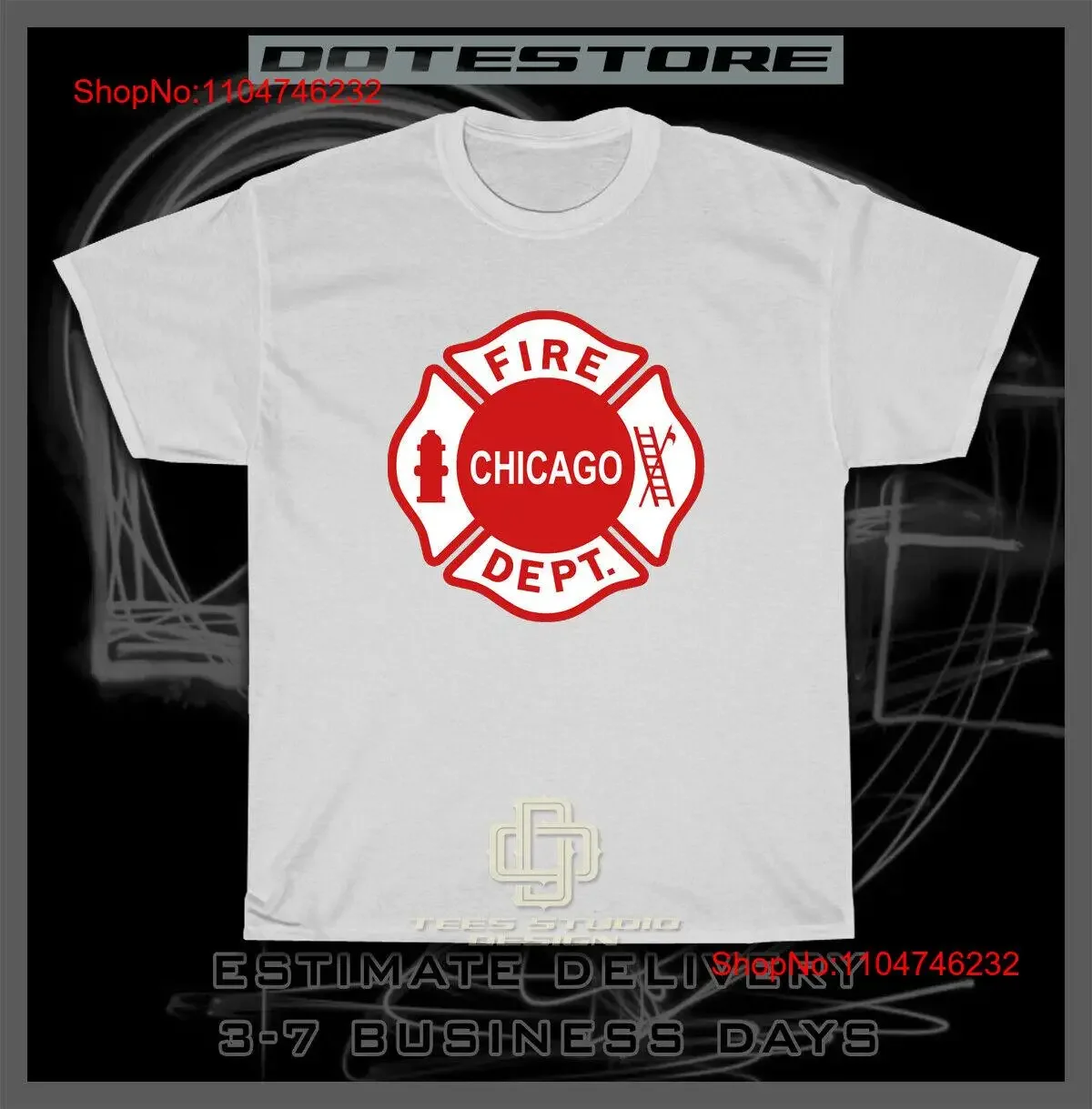Chicago Fire Dept Logo Herren T-Shirt American Dotees Vintage Washed Graphic Vielseitig leicht atmungsaktiv Unisex Mode Lässig