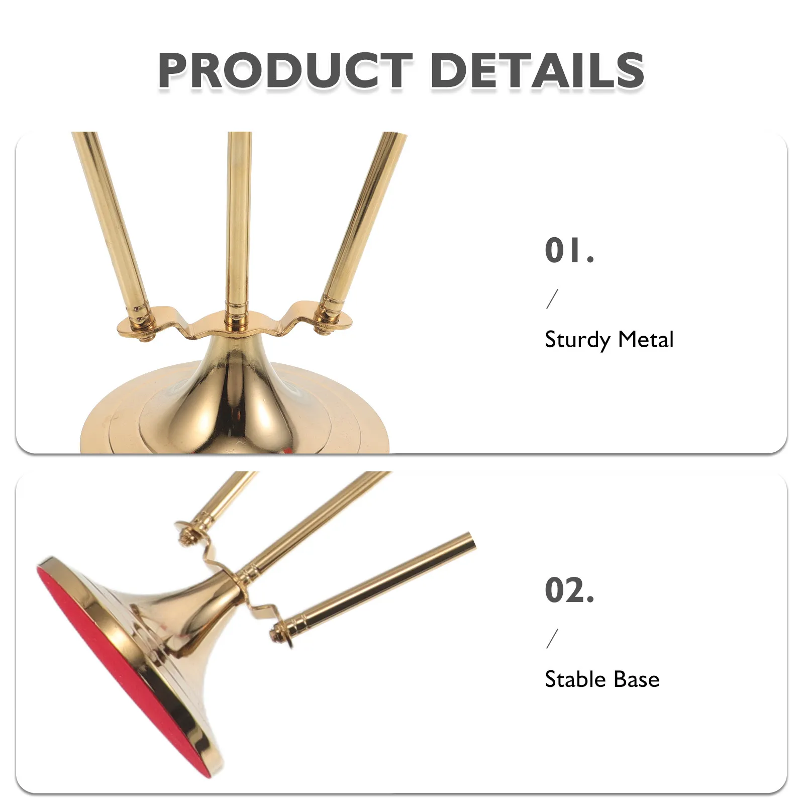 1Set Stainless Steel Desktop Flag Holder Triple Pin Base Compact Desk Flag Stand for Us Mexico Canada Mini Flags Table
