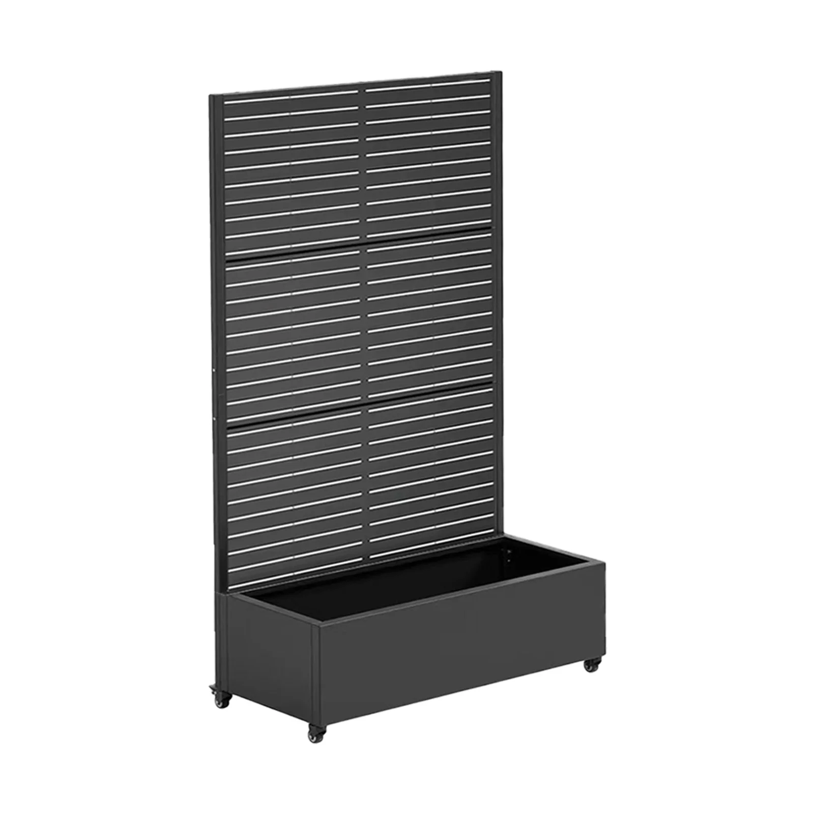 صندوق زراعة شاشة الخصوصية مع تعريشة وعجلات شبكة معدنية صندوق زراعة مرتفع مستطيل زارع صندوق مرتفع لتسلق الكروم