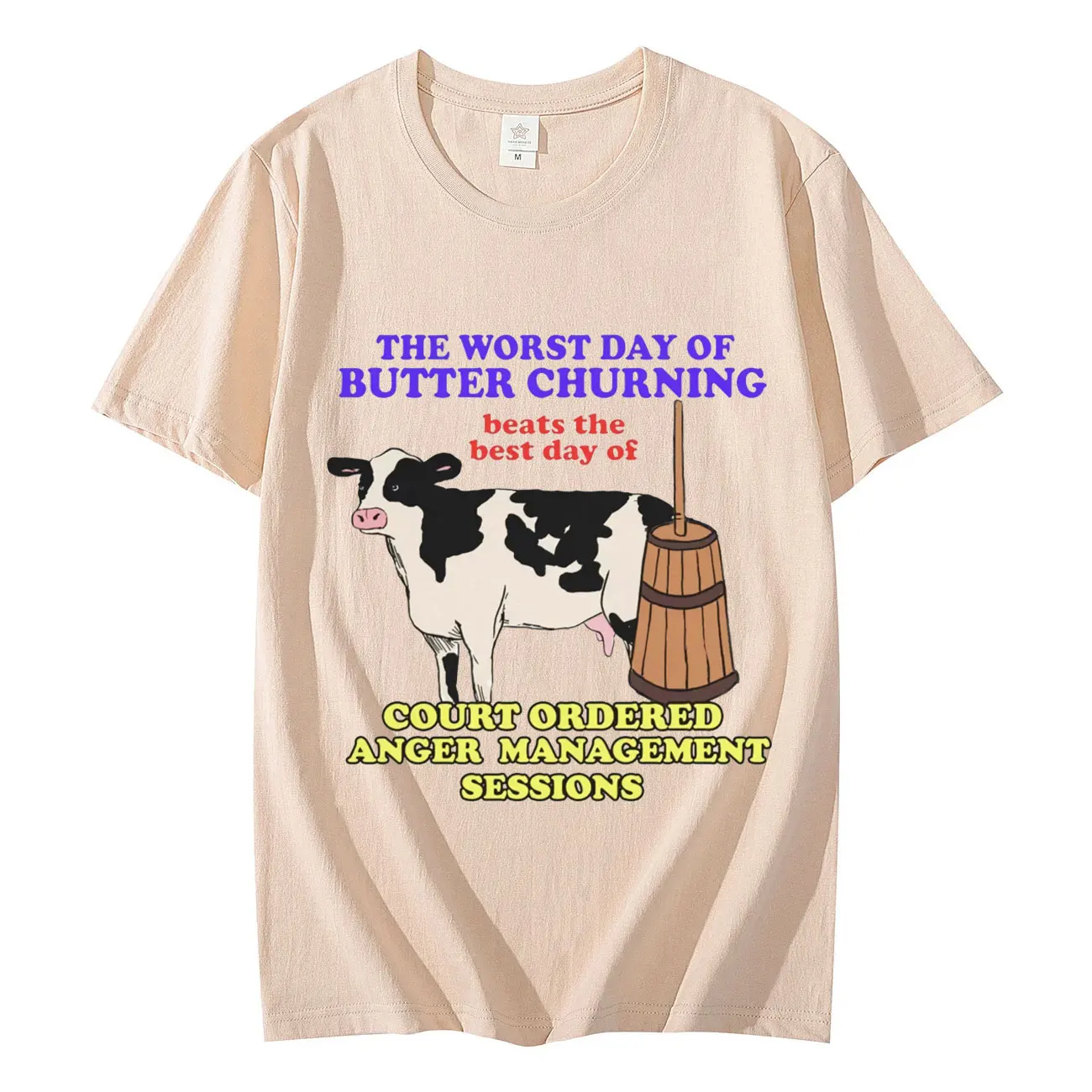 Worst Day of Butter Churning Funny Meme T-shirt Unisex Fashion Casual T Shirts Comfort Oversized O-Neck T-shirts Y2k Streetwear