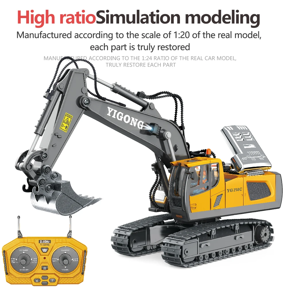 4WD Alloy RC Construction Vehicle Model Excavator Bulldozer Dump Truck Remote Controlled Loader With Lights And Sound Toy Gift view 3
