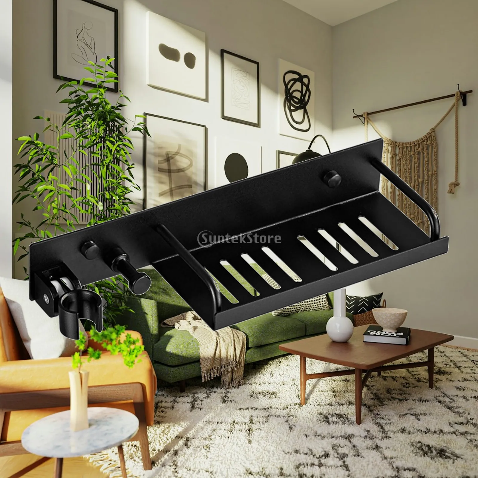 Shower Organiser Wall Mounted Non Heavy Load Home Accessories Rectangular Display Rack Floating Shelf for Dorm
