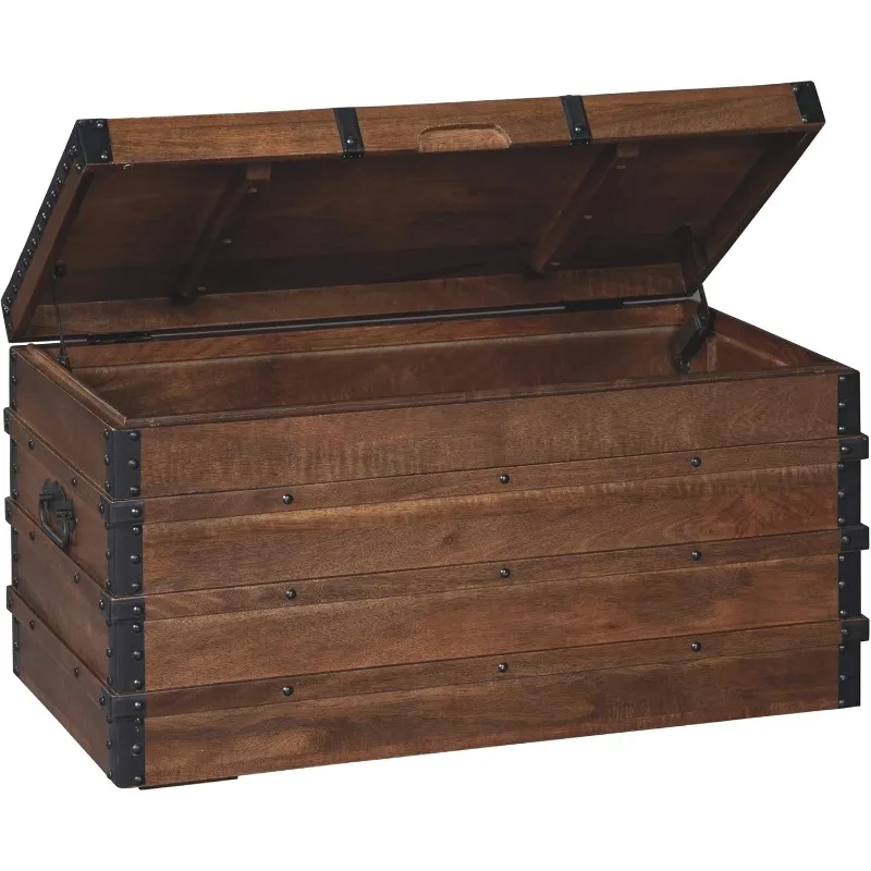 

Kettleby Vintage Wood Storage Trunk or Coffee Table with Lift Top 19", Brown