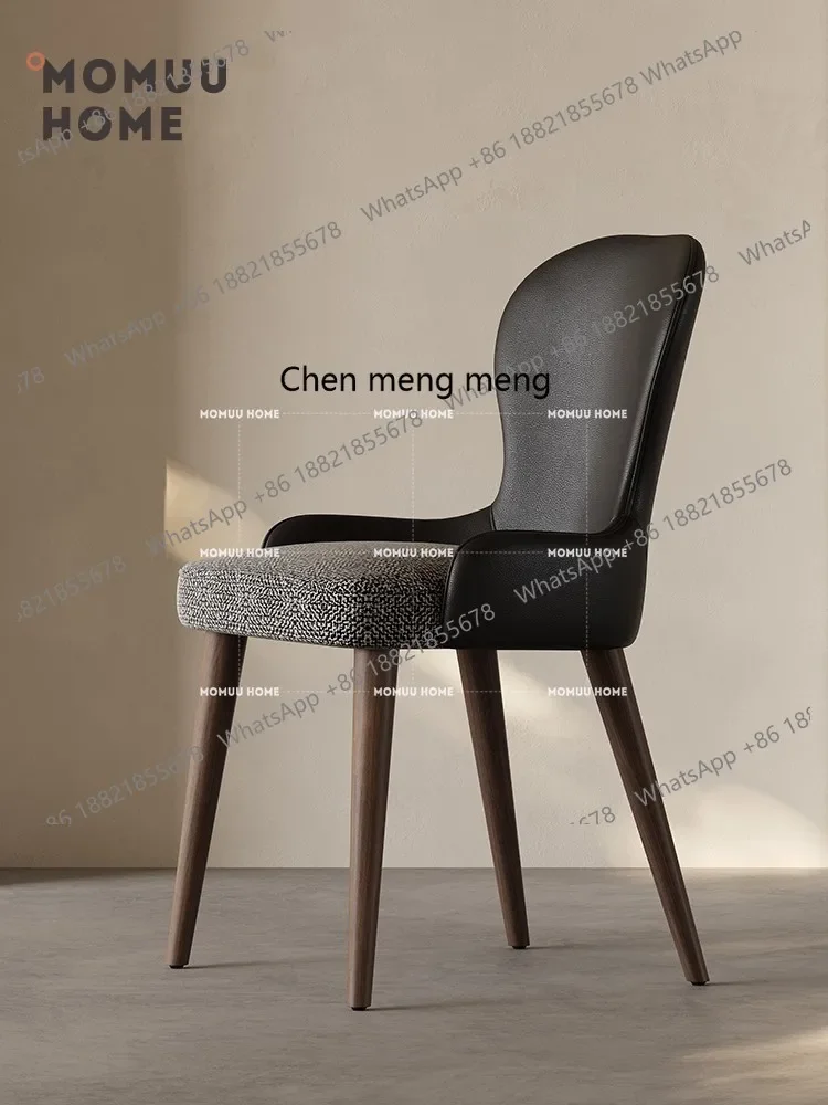 z183 Italian minimalist household dining chair pure solid wood soft bag back chair light luxury high-end leisure chair