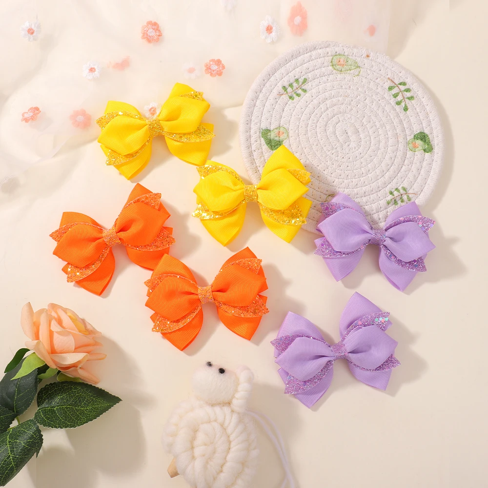 

2pcs New Sequins Bows Hair Clips Girls Kids shiny Hairpin Fashion Headwear Headdress Children Hair Accessories Gifts Wholesale