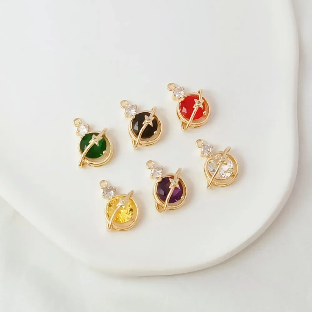 

Позолоченный 14-каратный кулон с микроинкрустацией цирконом «Космическая планета», кулон-браслет ручной работы и серьги «сделай сам»