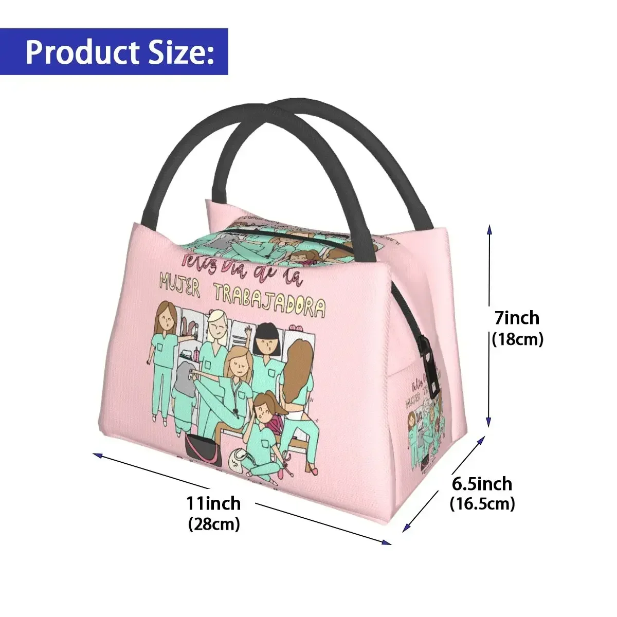 Enfermera En Apuros Lunch Bag For Girls Doctor Nurse Lunch Box Picnic Cooler Bag Portable Insulated Oxford Thermal Lunch Bags