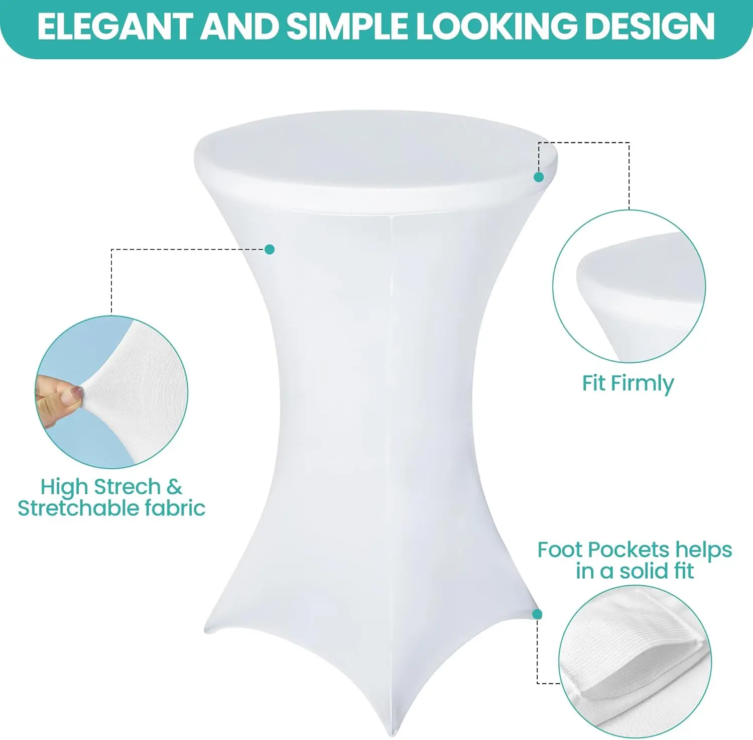 1PCS Stretch Round Tablecloth Spandex Cocktail Table Cover for Bar, Hotel, Party & Wedding | Elastic Table Cloth Decoration