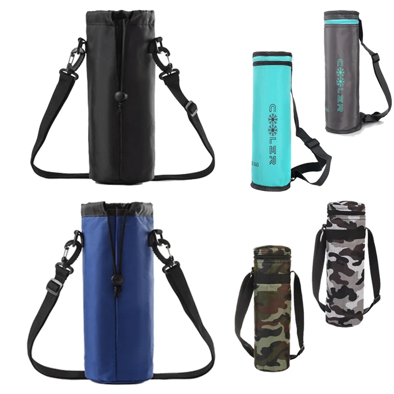 Tragbare kreisförmige isolierte Flasche aus Oxford-Stoff, Kühltaschen, Campingzubehör, Wasserflaschentasche, 1,5 l