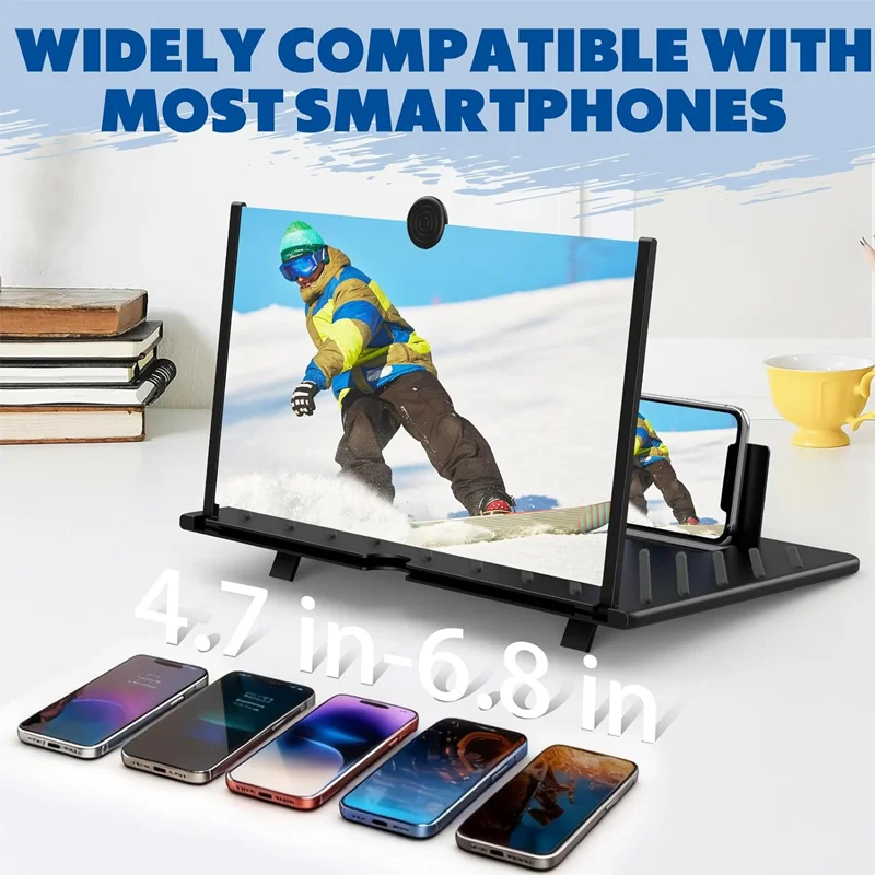 10‑12 Inch Foldable Phone Screen Magnifier Impurity‑Free HD Amplifier Stand For Home Tv Movie And Game Viewing Experience