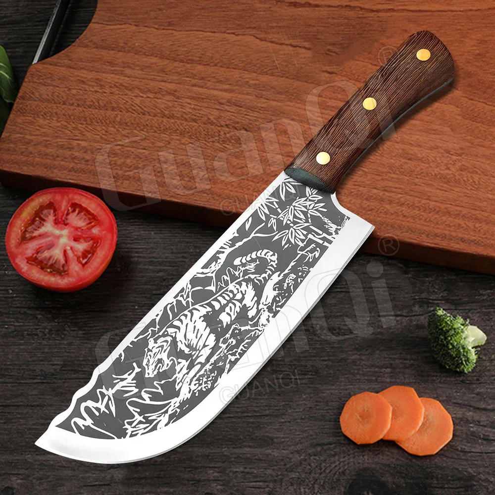 8 Inch Stainless Steel Chinese Chef Knife Meat Chopping Cleaver Sharp Kitchen Knife Vegetables Slicing Cooking Knife