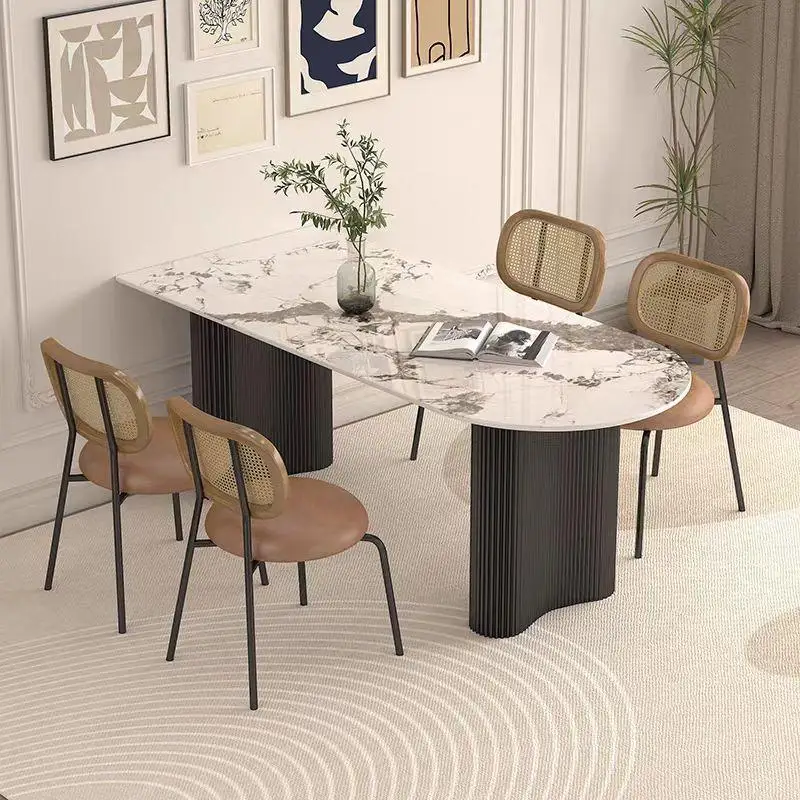 

4 chair set dining table rooms Living room luxury 4 person kitchen Service table elegant boards rectangle black Home furniture