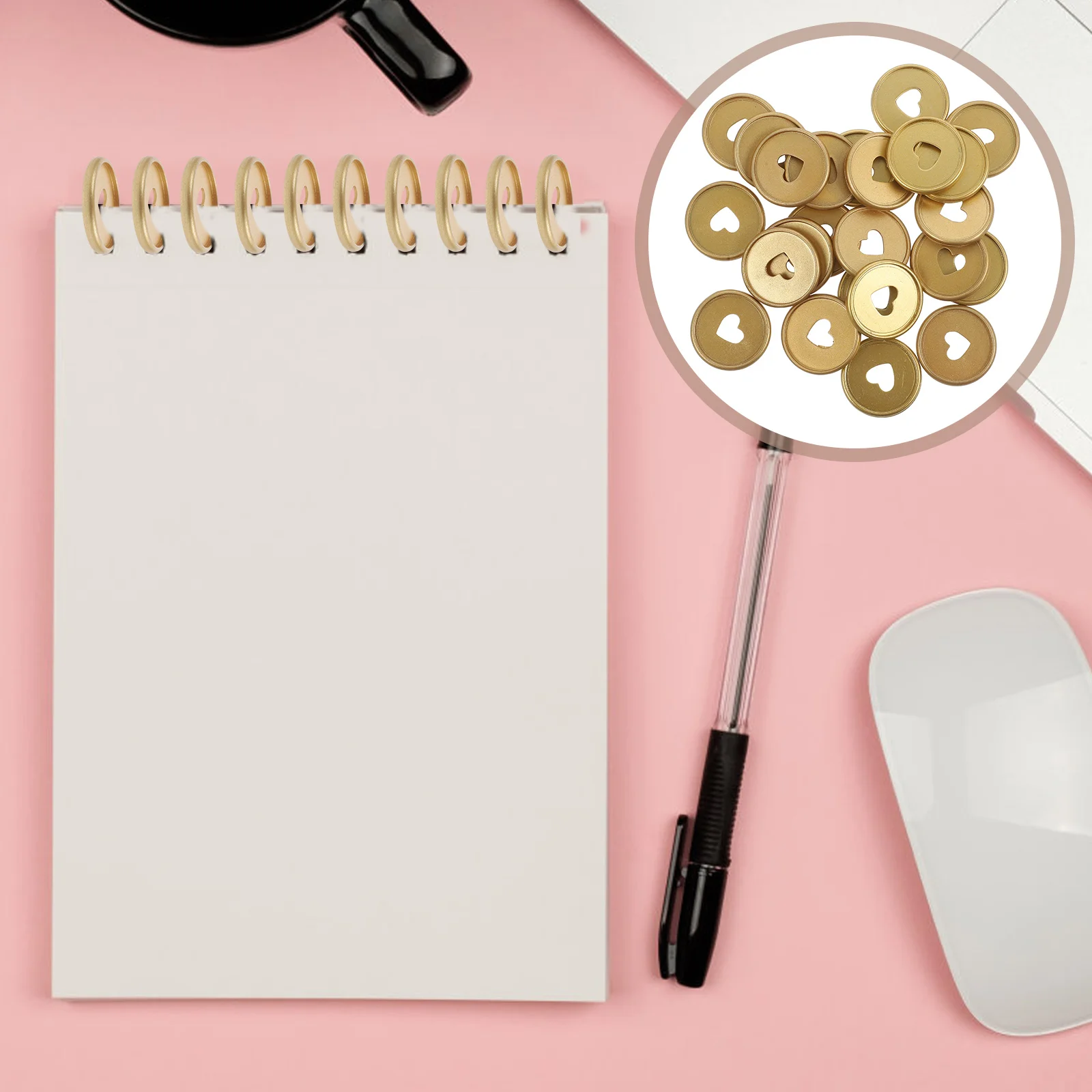 24 Pcs Heart Binding Buckle Diary Discs Scrapbooks The Tools Binder Supplies Planner Abs for Clips Cases