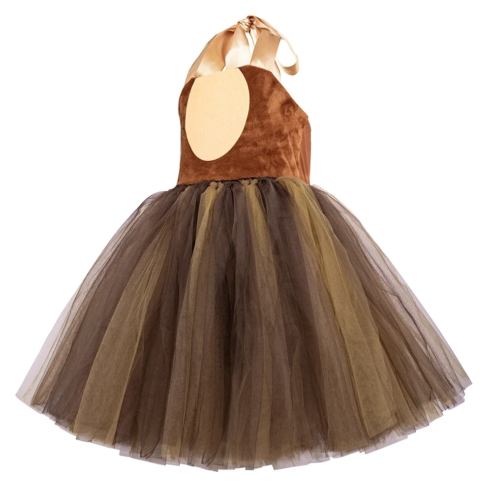 Brown Bear Tutu Dress for Baby Girls Halloween Carnival Costume Jungle Party Animal Dress Up Outfits Kids Fancy Perform Clothes