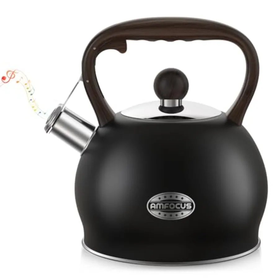 

2.64 Quart Food Grade Stainless Steel Tea Kettle with Ergonomic Handle and Loud Whistle for Stovetop Use: Ideal for Brewing Tea
