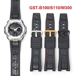 Strap for Casio G-Shock G-Steel GST-B100 GST-W300 GST-W110 GST-S110 Replacement Men Sport Waterproof Concave Rubber Watch Band