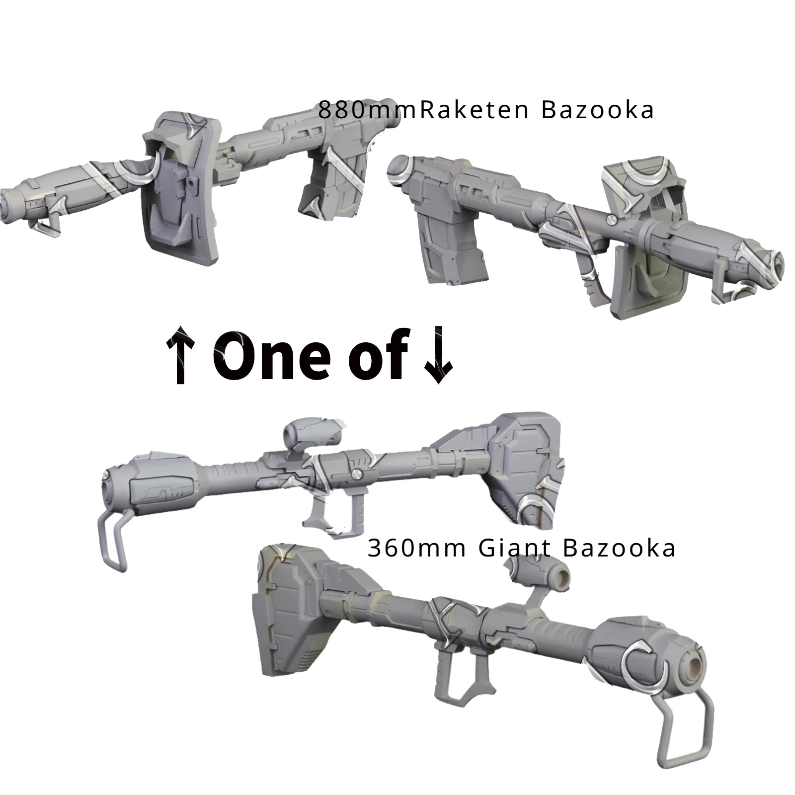 1/100 880 мм RB-T27 Raketen Bazooka или H&L-GB05R 360 мм гигантская базука из смолы, полный комплект с наклейкой для переоборудования домашней форели MG THE51