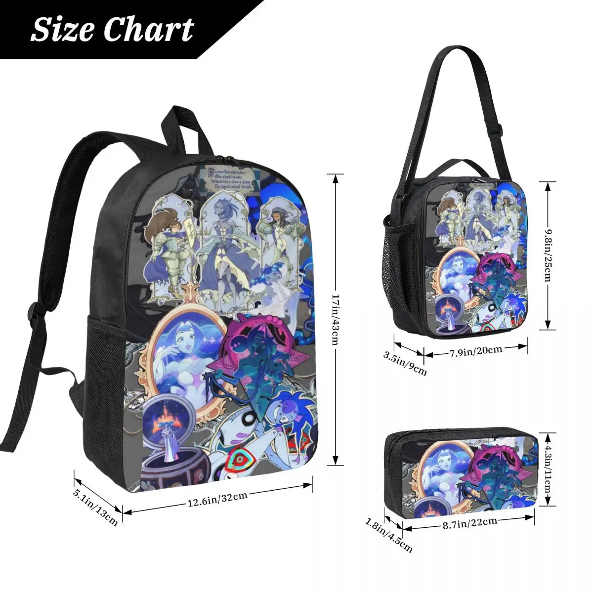 3Pcs K-Knights Of Guinevere merch Backpack Set for Girls Boys Pen Bags Bookbag Sets with Lunch Box For School Students Daypack