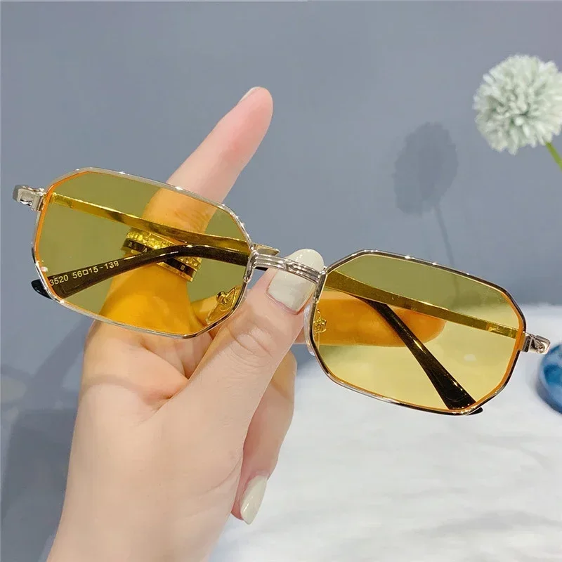 Narrow Sunglasses for Men Fashion Rectangle for Women Metal Luxury Brand Classic Sun Glasses Vintage Designer Sunglasses