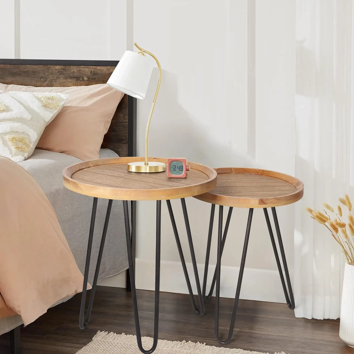 

Foldable sofa edge Internet celebrity small table Living room coffee table Household simple small round table Bedroom mini bedsi