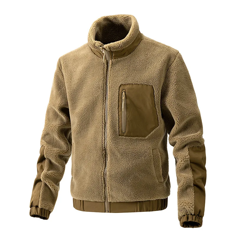 

Mens Winter Stand Collar Sherpa Fleece Jacket Casual Outdoor Cardigan Coat New Export Quality Zipper Jacket Thickened WarYY87
