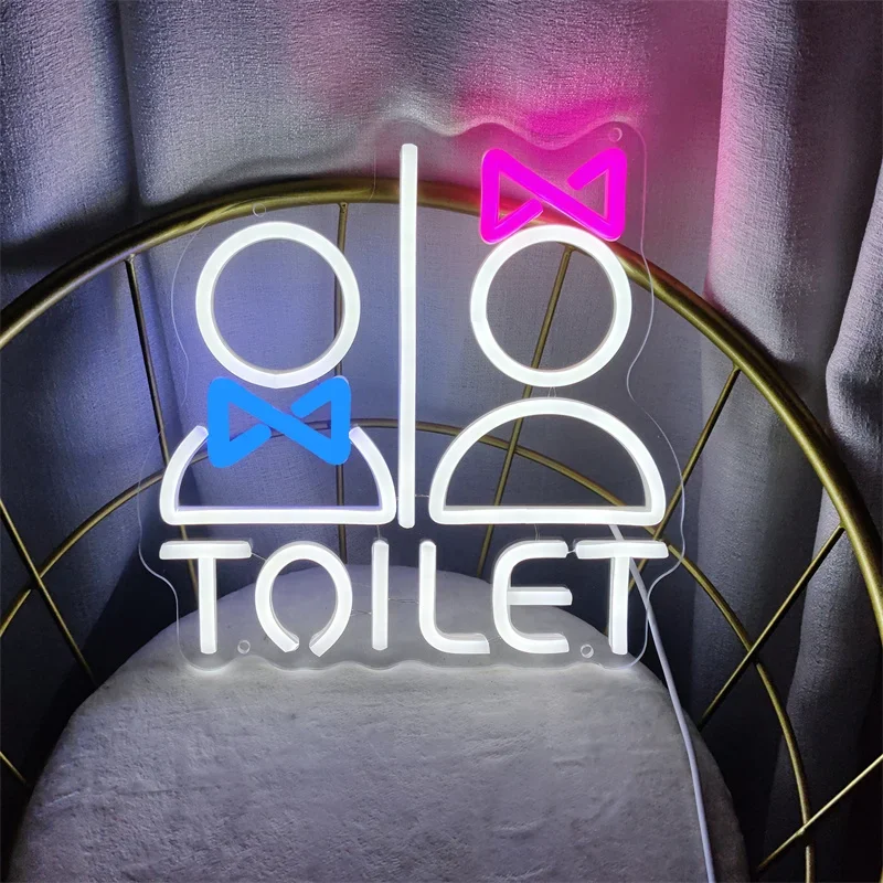 Toilet Neon LED Light Sign, Washroom Neon Light Signs, Room Wall Decoration, Home Party, Bar, Store, USB-powered