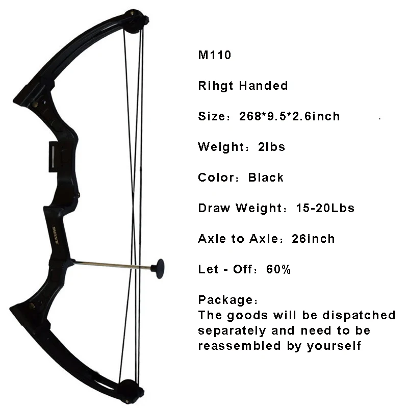 M110 Junior Compound Bow for Shooting Practicing Archery with Nylon Handle and Limbs Youth Compound