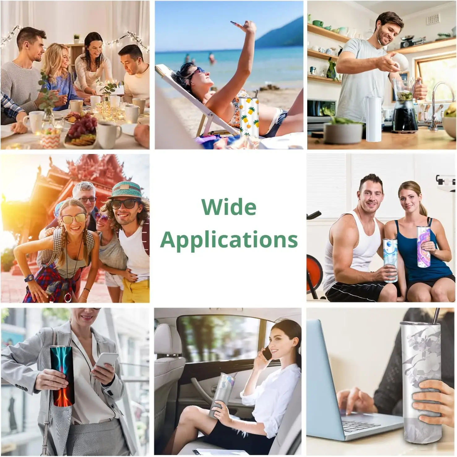 20 oz Straight Sublimation Tumblers, 24 Pack Stainless Steel Insulated Cups with Lids, Blank White for Heat Transfer