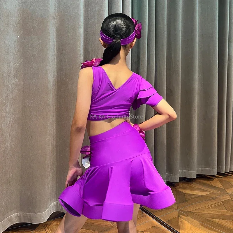 女の子のラタンダンスドレス、rumba、tango、salsa、samba、コンペティション、バスルーム、ブルー