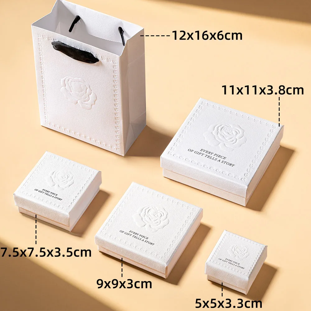 24 Stück Schmuckboxen mit geprägtem Rosenmuster auf dem Deckel, für Ohrstecker, Ringe, Armbänder, Anhänger, Halsketten, zur Aufbewahrung und Organisation. – Detail 3