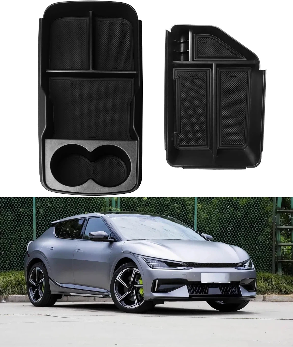 2PCS Center Console Organizer For Kia EV6 2022-2026 Armrest Storage Box Insert Tray Interior Accessories Bottom Organizer
