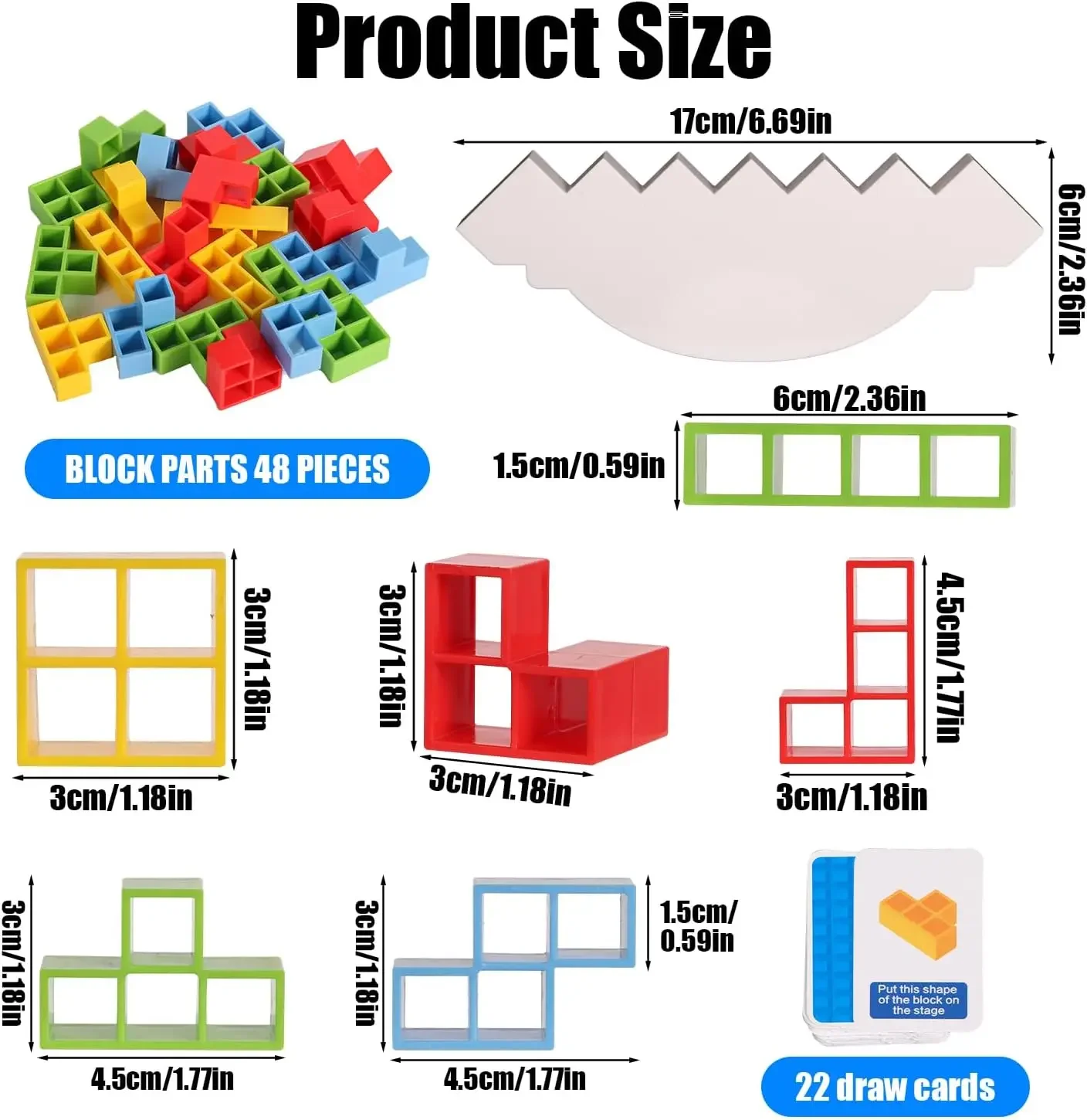 32pcs Tower Balance Stacking Blocks Game, Balance Blocks Stacking Game Set Board Games for Kids and Adults Board Games for 2 Pla