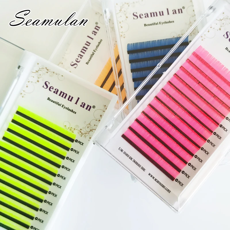 Eyelashes Extension Glow in the UV Neon Dark Lashes Fluorescent Green Blue Pink Yellow Orange Classic Colorful Individual Lashes