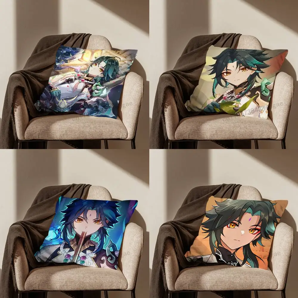 

G-Genshin I-Impact X-Xiao Throw Pillow Case Living Room Sofa Cushion Cover For Home Bedroom Decoration And Protector