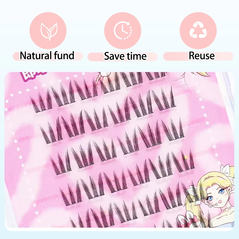 48 Ciglia autoadesive a grappolo Ciglia a grappolo Senza colla Ciglia individuali Cluster di ciglia morbide Ciglia autoadesive riutilizzabili