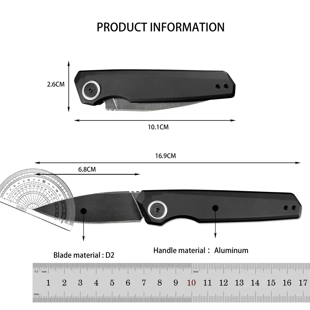 Pocket 7551 Launch 18 EDC Folding Knife D2 Stonewashed Blade Aluminum Alloy Handles Camping Hunting Knives Military Tool