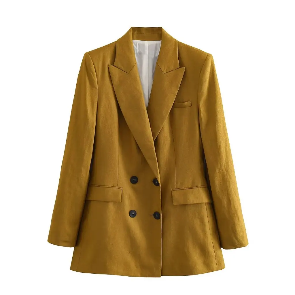 

Women's Y2K2023 Summer Linen Double-Breasted Small Suit Jacket European American Style Fashion E47652