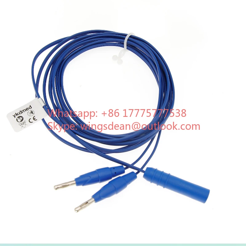 

Electrocoagulation Clamp Cable Disposable Electroknife Bipolar Electrocoagulation 2 Bananas Inserted 4.0 To 2-hole IEC